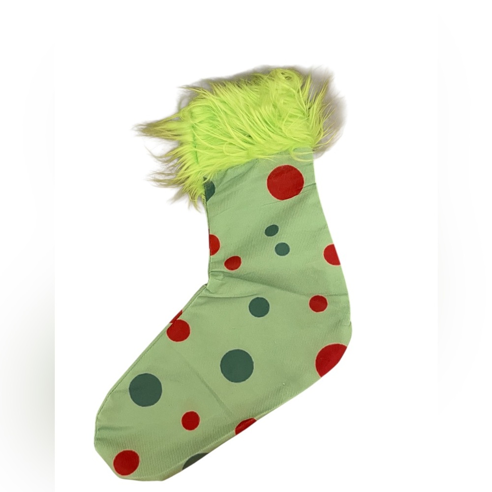 Green and Red Polka Dot Christmas Stocking